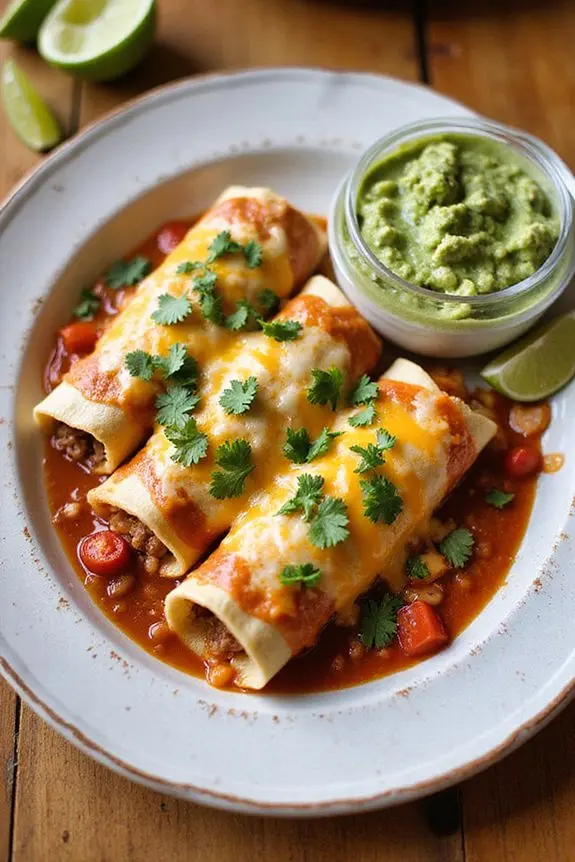 Homemade Cheesy Beef & Bean Enchiladas Recipe | Spoonora