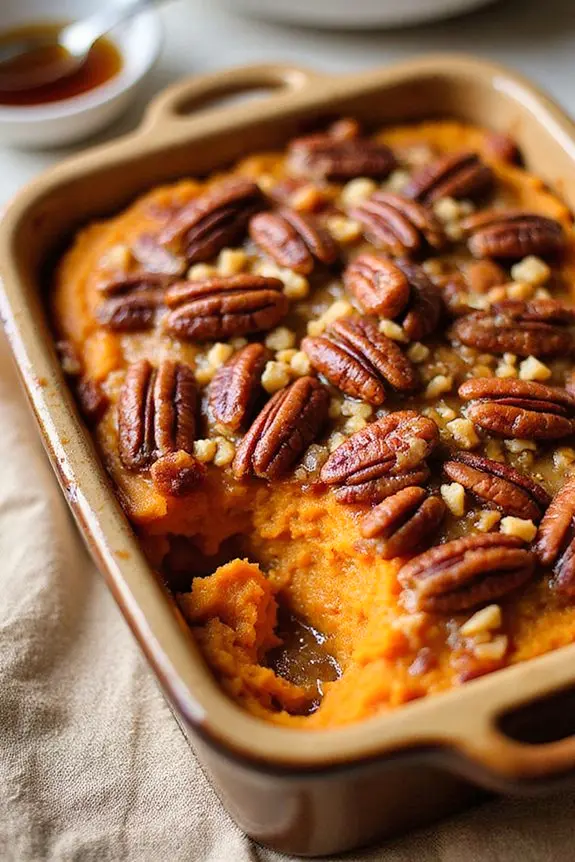Maple Glazed Sweet Potato Pecan Casserole Recipe | Spoonora