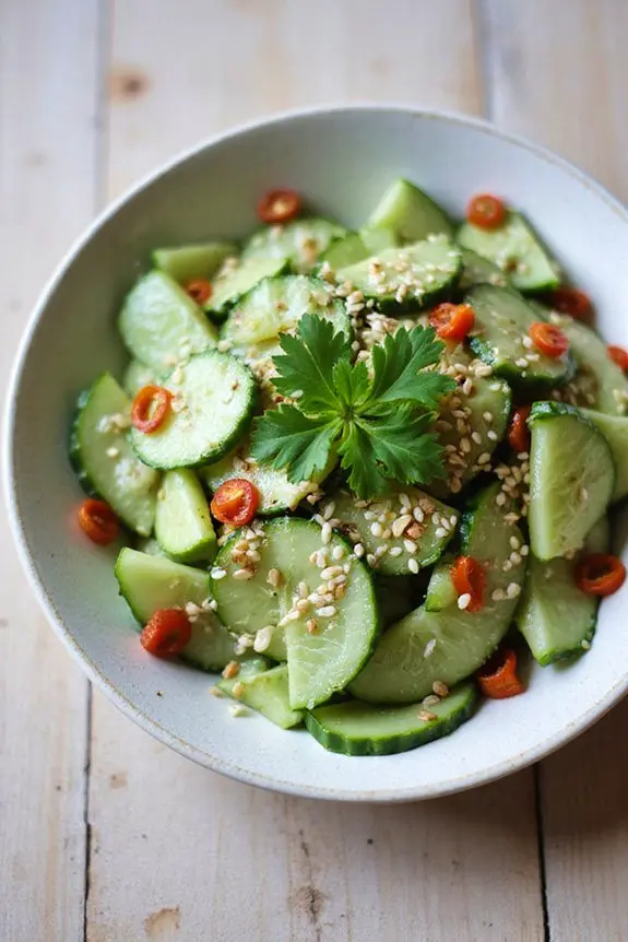 Refreshing Asian Style Cucumber Salad Recipe | Spoonora