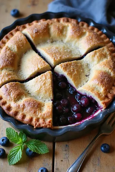 Deep Dish Blueberry Pie Juicy Filling, Flaky Crust