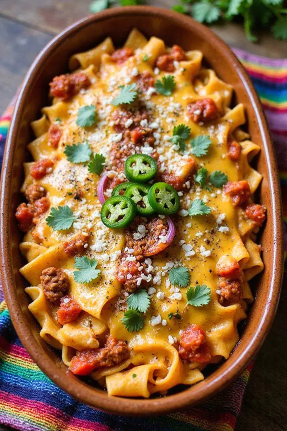 Spicy Mexican Style Fettuccine Casserole Recipe | Spoonora